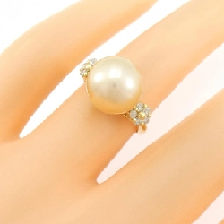 Nhẫn hoa ngọc trai trắng K18YG 10.4mm - Hàng hiệu Authentic 845864