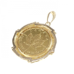 K18YG(枠) Dây chuyền đồng xu kim cương - Hàng hiệu Authentic 867593