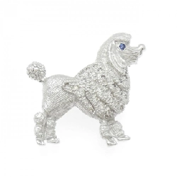 K18WG/K14WG Chó Sapphire Brooch 0.04CT - Hàng hiệu Chính hãng