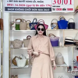 Set váy vải kaki cam da