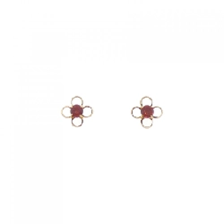 K18YG Bông tai hoa Garnet - Hàng hiệu Chính hãng