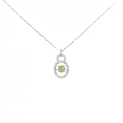 K18WG Đá Garnet Demantoid Dây Chuyền 0.30CT - Hàng hiệu Chính hãng