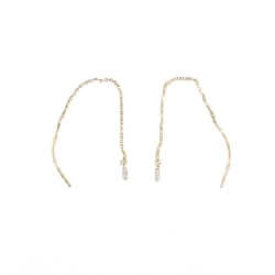 Bông tai kim cương K18YG 0.04CT - Hàng hiệu Chính hãng