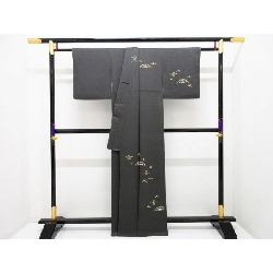 Áo kimono thăm viếng, trang trí vàng Yuzen, có thêu, kích thước tay áo S - Hàng hiệu Authentic 883000