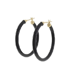 K18YG Khuyên tai Hoop Onyx - Hàng hiệu Chính hãng