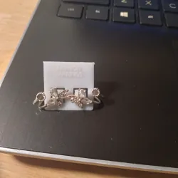 Bông tai nữ bạc 925 đính đá 2 chi tiết mềm mại 563918