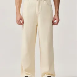 Quần kaki nam PEALO phong cách casual, chất liệu thoáng mát, màu be 1032380