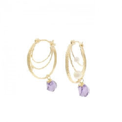 K18YG Amethyst Bông tai - Hàng hiệu Chính hãng 873059