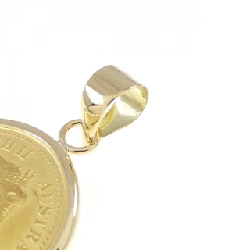 K18YG(枠) Mặt dây chuyền đồng xu - Hàng hiệu Authentic 871049
