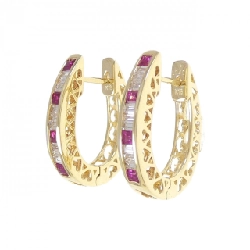 K18YG Bông tai Ruby 0.58CT - Hàng hiệu Chính hãng 870607