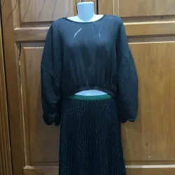 Áo voan form croptop bo thun, tay dún bồng, nguyên tag new 100%