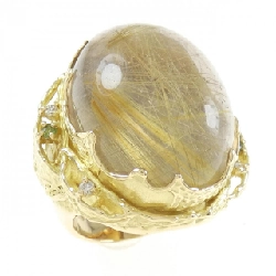 Nhẫn thạch anh rutile K18YG 46.26CT