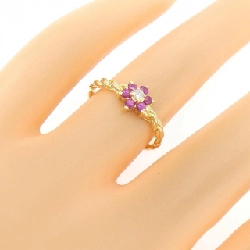 Nhẫn ruby hoa K18YG - Hàng hiệu Authentic 853228