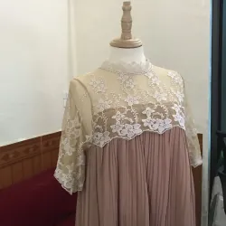Váy tiểu thư phối ren ngực kiểu Pháp Free size Màu nâu tây 1041954