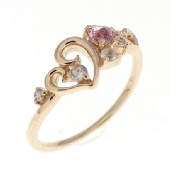 Nhẫn đá màu hình trái tim K18PG - Hàng hiệu Authentic