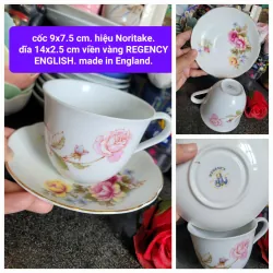 Ấm chén sứ cao cấp Regent English họa tiết hoa hồng và logo 1025525