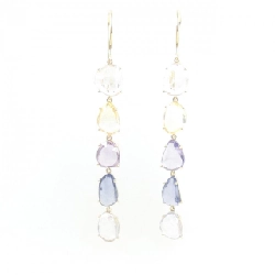 K18YG Sapphire Bông tai 14.64CT - Hàng hiệu Chính hãng