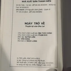 Ngày Trở Về - Chu Lai (bìa cứng, có chữ ký tác giả) 600969
