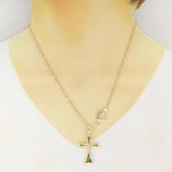 Dây chuyền đeo cổ chữ thập 750YG/K18YG/K18WG - Hàng hiệu Authentic 862322