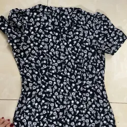 Đầm voan hoa nhí đen trắng 1050286