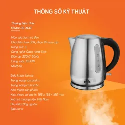 Ấm siêu tốc UNIE UE-300 dung tích 1L, chất liệu inox304 783470