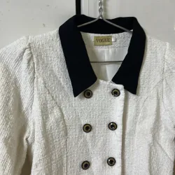 Áo khoác lửng dạ tweet màu trắng  970990