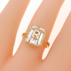 K18YG Chữ cái R Nhẫn Topaz Trắng - Hàng hiệu Chính hãng 852918