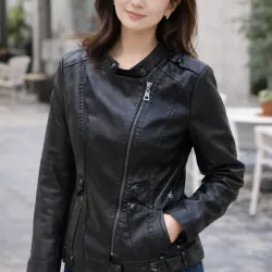 Áo khoác da nữ thời trang mới 99% mặc 1 lần 738078