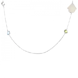 K18WG Mặt dây chuyền đá màu - Hàng hiệu Authentic