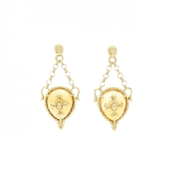 K18YG Citrine Bông tai - Hàng hiệu Chính hãng