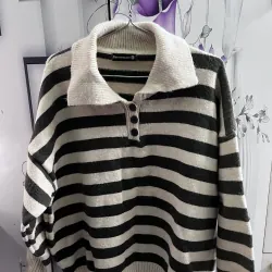 Áo Len Polo Dài Tay Kẻ Sọc Ngang - Phong Cách Hàn Quốc, Chất Len Mềm Mịn