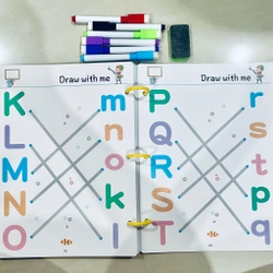 Đồ chơi giáo dục cho bé - Chính hãng Puzzle stroke line Viết vẽ xoá được + 6 bút lông 451309