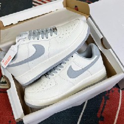 Giày sneaker thể thao nam nữ trắng sữa viền xám bạc Air Force one còn mới nguyên