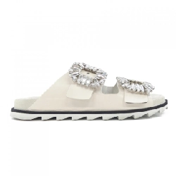 Giày sandal ROGER VIVIER Strass Buckle Slide Viv - Hàng hiệu Chính hãng