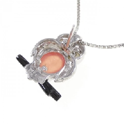 K18WG Cú Mèo Đá Rhodochrosite Dây Chuyền - Hàng hiệu Chính hãng 862129