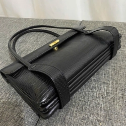 Túi xách đeo vai da kỳ nhông thật 13*23 màu đen 99% real iguana skin handbag 464046