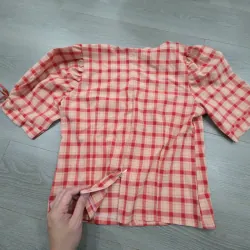 Áo sơ mi kiểu croptop đỏ caro 971878