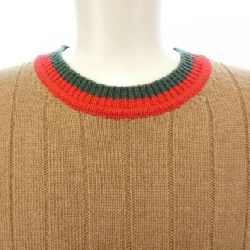 Gucci GUCCI Áo len rib camel có sọc web 721035 XKB4A - Hàng hiệu Chính hãng 897192