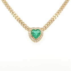 K18YG Dây chuyền hình trái tim ngọc lục bảo 8.17CT - Hàng hiệu Chính hãng