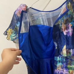 đầm thiết kế hoa văn xanh navy sang trọng size S 528047