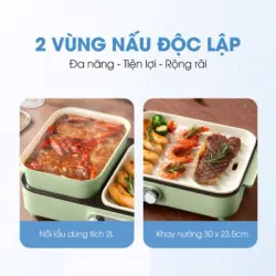 KLG333 – Lẩu nướng điện 2 trong 1, điều chỉnh nhiệt độ linh hoạt 🌟 711450
