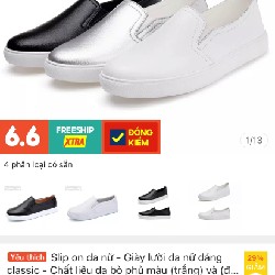 Giày lười da nữ dáng classic 7755
