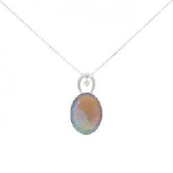 K18WG Mặt dây chuyền opal đen 6.41CT - Hàng hiệu Authentic