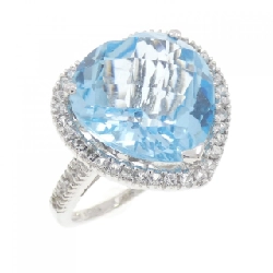 Nhẫn hình trái tim Blue Topaz K18WG 10.04CT - Hàng hiệu Chính hãng