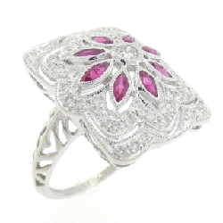 Nhẫn Ruby Hoa PT900 0.67CT