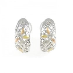 Bông tai hoa ba màu K18 - Hàng hiệu Authentic