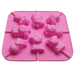 Khuôn silicon làm rau câu, socola, kẹo mút 8 heo con Cute Peppa – Mã số 1056 336196
