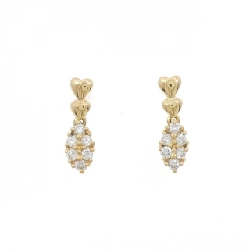 K18YG Bông tai Kim cương Hình trái tim - Hàng hiệu Chính hãng