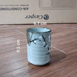 Bộ cốc ly chén gốm Nhật -(Men Mộc + Men Rạn)-(Bộ 5 Ly + 1 Khay)[Ly uống nước, trà, cà phê] 470509