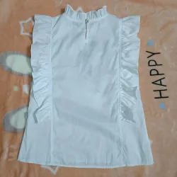 Áo kiểu trắng hoạ tiết trừu tượng phối bèo 1004869